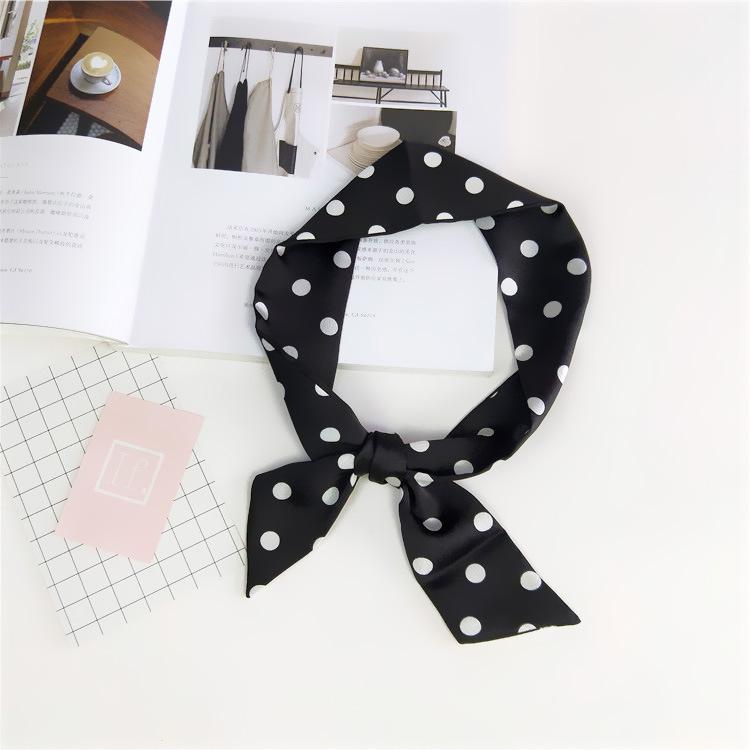 New Polka Dot Small Scarves Women'S Spring Styles Fashionable And Versatile Autumn And Winter Long Bags Wrist Scarves Decoration