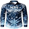 Men Merry Christmas Shirt 3D Santa Claus  Print Long Sleeve Button Down Shirts Men Xmas Holiday Party Casual Tops