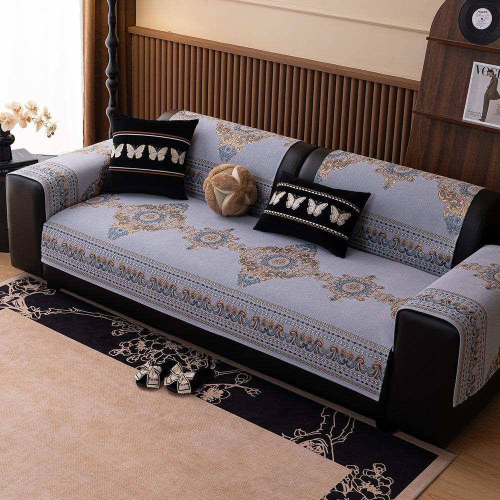 

European Chenille Sofa Cushion Universal In All Seasons, High-Grade Non-Slip Thickened Simple Modern Fabric Seat Cushion, Cover Towel 70*70cm