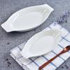 Banana Boat Ceramic Double-Ear Plate: Creative Cheese Baked Rice, Chinese Steamed Fish, Western Style, Pure White Tableware Bowl