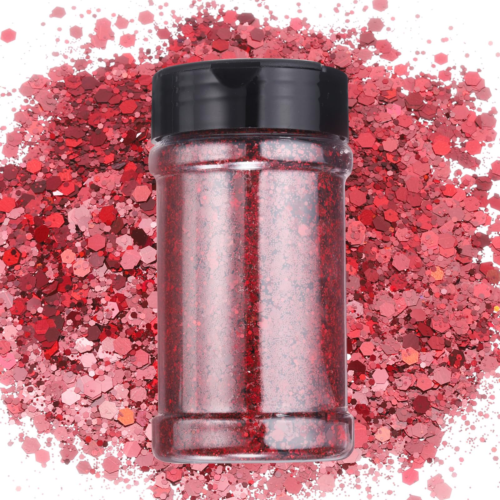 uxcell Holographic Chunky Glitter 3.5g100g Claret Holographic Glitter Powder Mixed Chunky  Fine Flakes Sparkling Sequence for Nails, Hair, and Epoxy