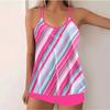 Women's Swimwear Tankini 2 Piece Swimsuit  Stripe Pattern Print Vacation Bathing Suits