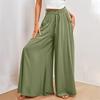 Women's Casual Fashion Elastic Waistband Wide Leg High Waist Long Skirt Pants