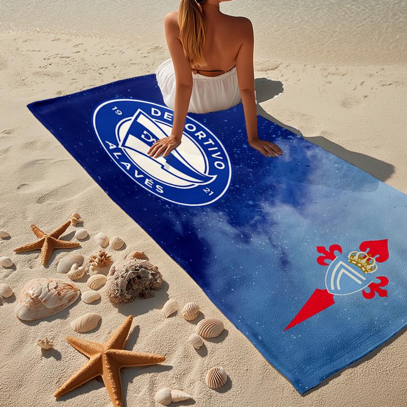 Asciugamano da Spiaggia con Stemma Deportivo Alaves, Asciugatura Rapida, Facile da Curare, Utilizzabile Sia per il Fitness che per le Vacanze al Mare, Essenziale Sportivo per Fan