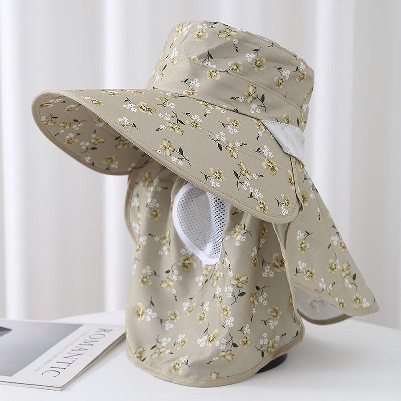Sombrero de Flores para Mujer Verano Exterior Obra de Construcción Protector Solar Mascarilla Cubre Rostro Sombrero de Sol Sombrero de Sol para Ciclismo