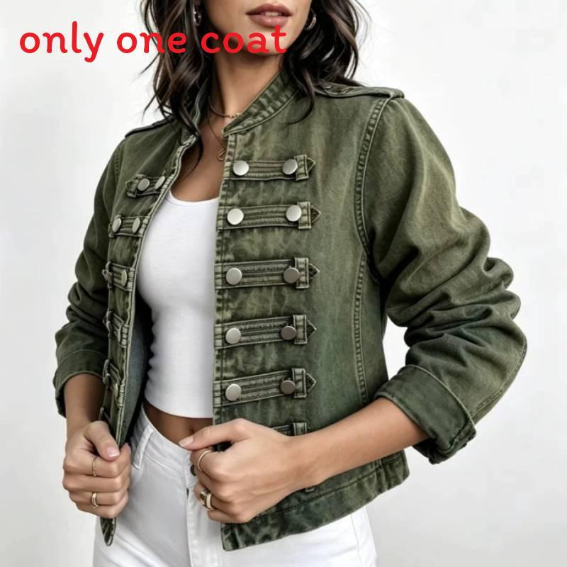 Giacca di Jeans da Donna con Collo Alto e Maniche Lunghe Moda Estiva Casual