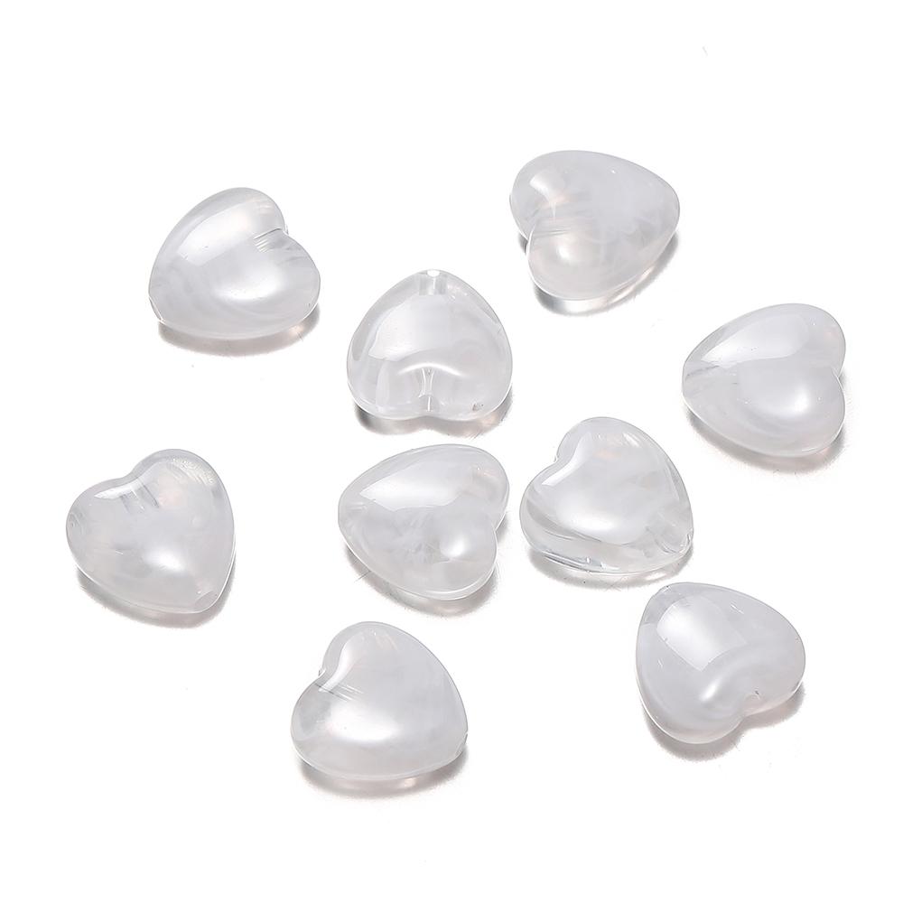 20pcs Acrylic Imitation Stone Heart Beads 14mm Love Spacer Loose Bead for DIY Necklace Bracelet Jewelry Making Supplies