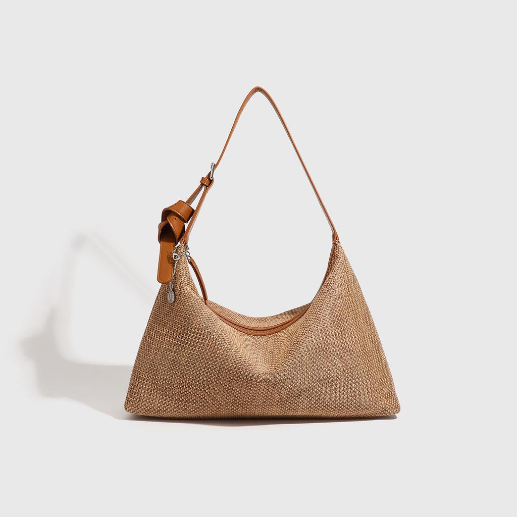 Vintage Woven Handbag for Women, 2025 Summer New Model, Niche High-End Fashionable Shoulder and Crossbody Bag