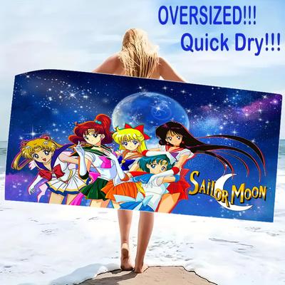 Magic Sailor Girl Print Beach Towel, Large Soft Quick Dry Towel for Beach Camping Swimming