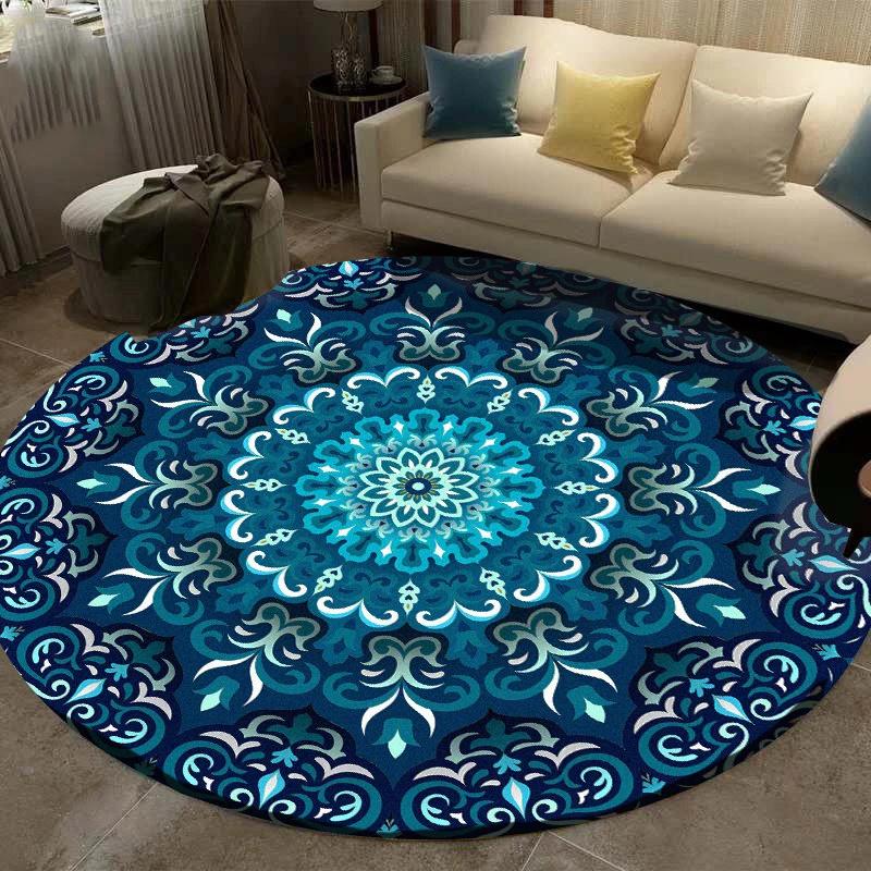 Ethnic Mandala Circular Carpet Non Slip Floor Mat for Living Room Bedroom Decor Washable Sofa Chairs Area Rugs Home Decorations