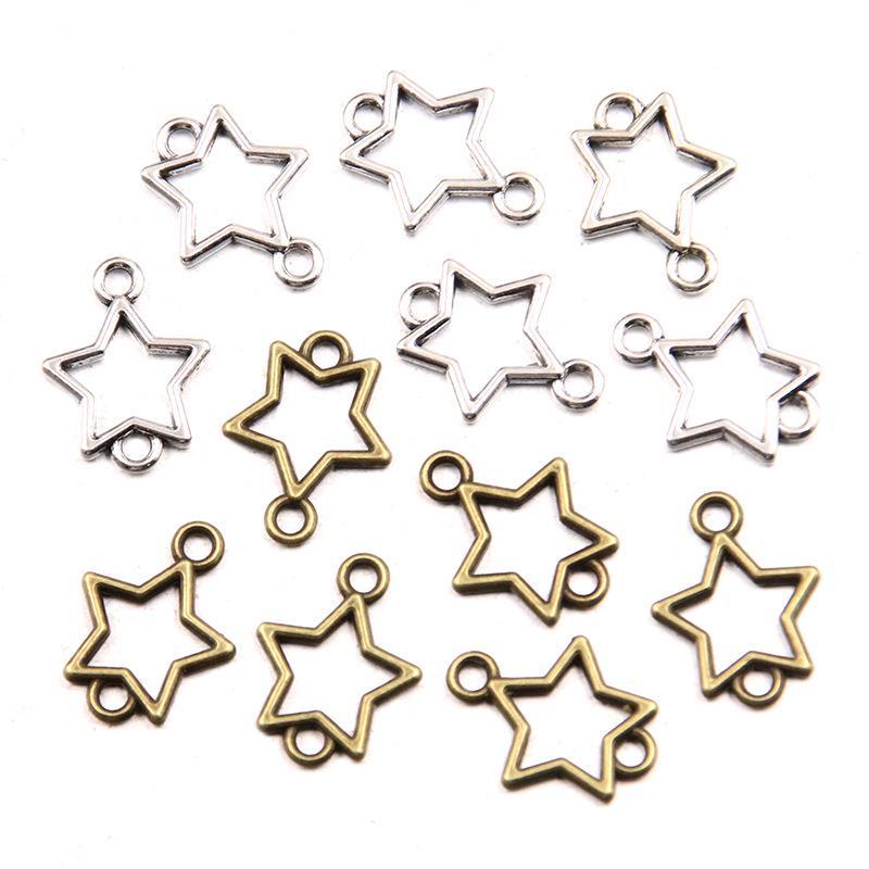 12x15mm Alloy Retro Hollow Star Connector for DIY Jewelry - Available in 2 Colors