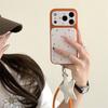 Kawaii Orange Star Phone Case With Star Wrist Strap For iPhone 14 15 16 17 Pro Max INS Cute Shockproof Protective Cover
