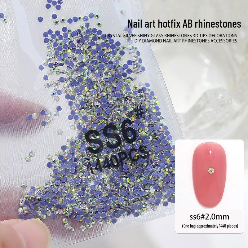 Nail Art Rhinestones Set: 1440pcs Hotfix White Round Flat Back Stones for Nail Decoration.
