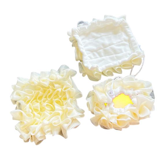 3Pcs Loofah Soap Bath Ball with Soft Towel 2-in-1 Shower Gel Soap Loofah Cloth Mesh Design Skin Smoothing Bath Ball