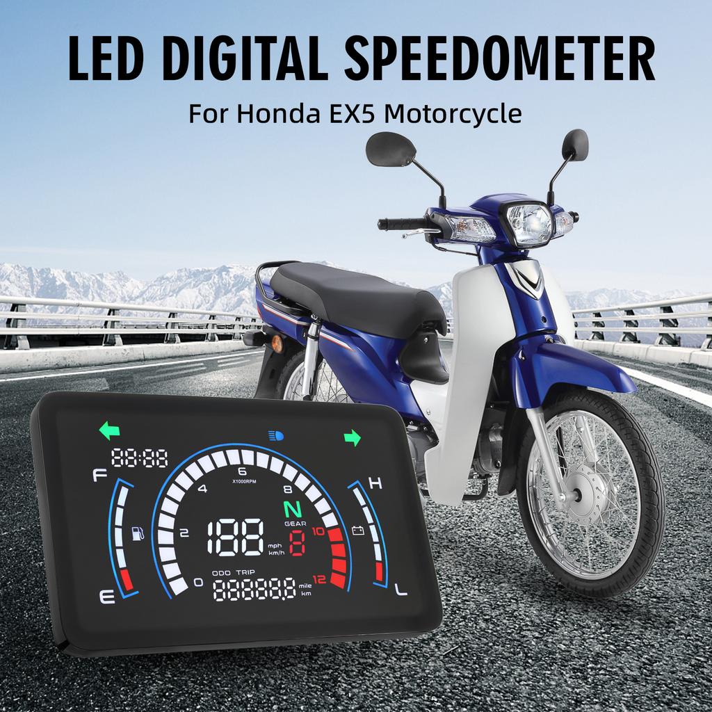 New Motorcycle Speedometer LCD Odometer Digital Gauge with Voltage fuel gauge Dashboard For Honda EX5 Dream/EX5 Ipowed