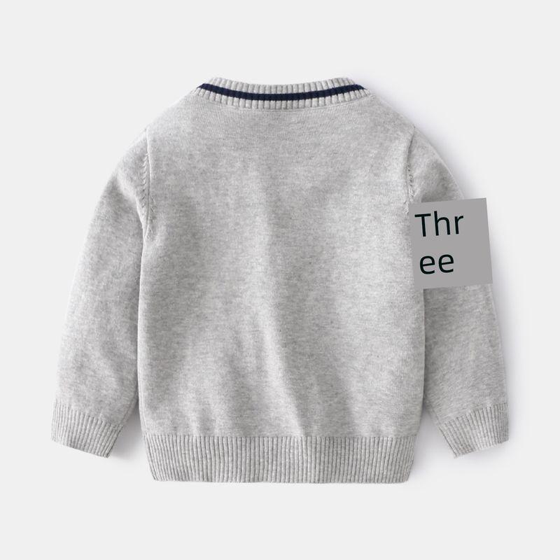 Boys' Preppy Style Casual Sweater Kidsren's Knitwear Jacket Toddler Spring and Autum Kidsren's Clothing Baby Boy Long-Sleeved Cardigan