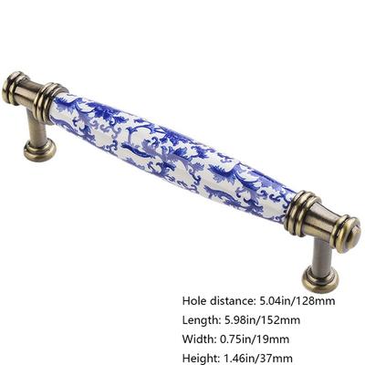 Květiny 76mm/96mm/128mm Nábytek Móda Antická Modrá a Bílá Komoda Skříňka Úchytky Táhlové úchytky Dveřní úchytka Knoflíky zásuvek