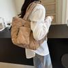 Women Quilted Shoulder Bag Large Capacity Diamond Grid Soft Padded Top-Handle Bag Travel Armpit Bag Space Cotton Tote Handbag