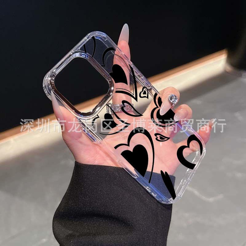 White love applies to iPhone15promax mobile phone case Apple 16 electroplated photo frame 14/13 protective case 17