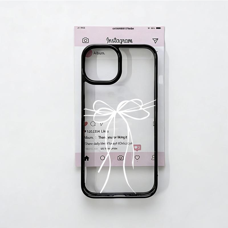 Cute Pink Ribbon Bow Phone Case for IPhone 17 Pro Max 13 15 14 11 12 16 Pro Max 16E XR 8 Plus Transparent Shockproof Cover Coque