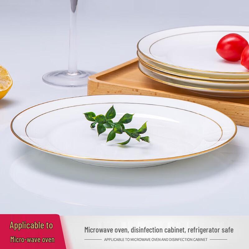 Gold Rim Ceramic Dinner Plates (Set of 4)