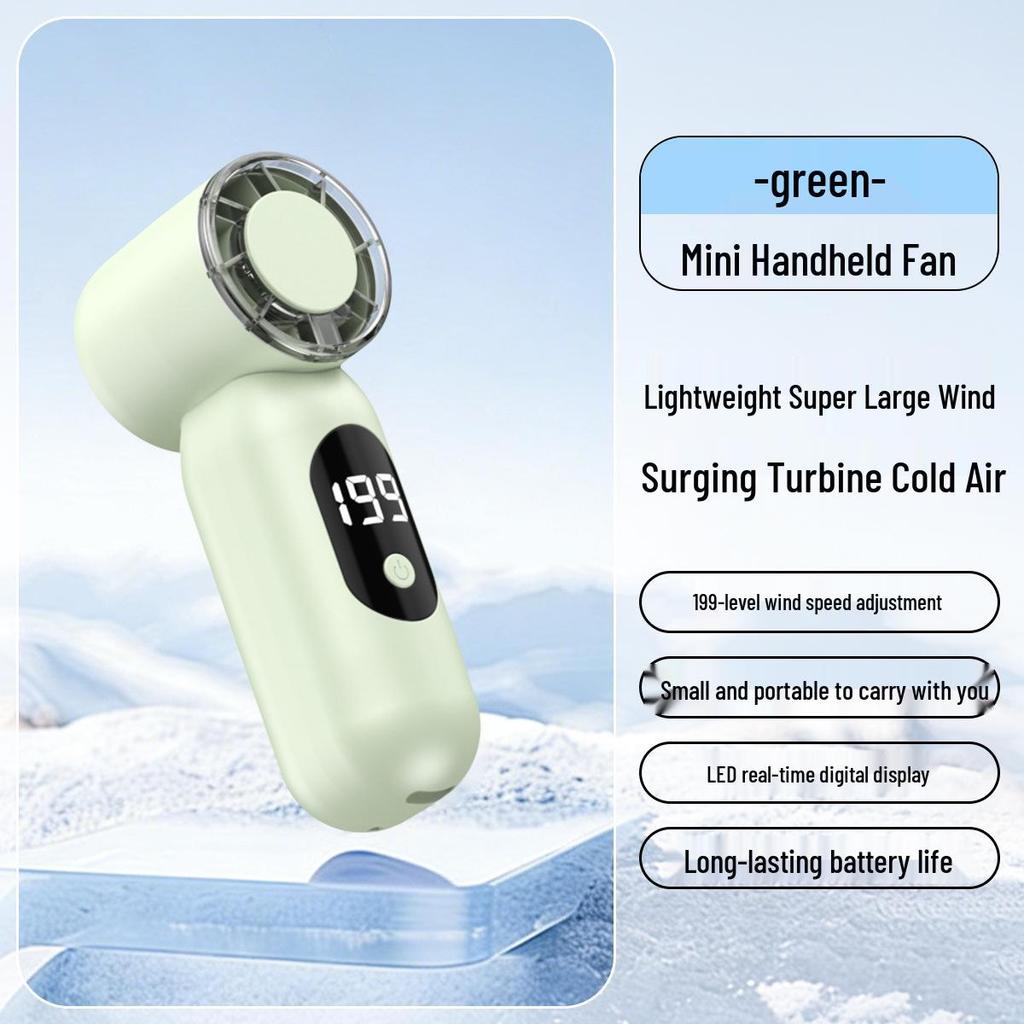 T55 Portable Mini Fan: 199-Speed High-Speed USB Rechargeable Handheld Electric Fan with Digital Display