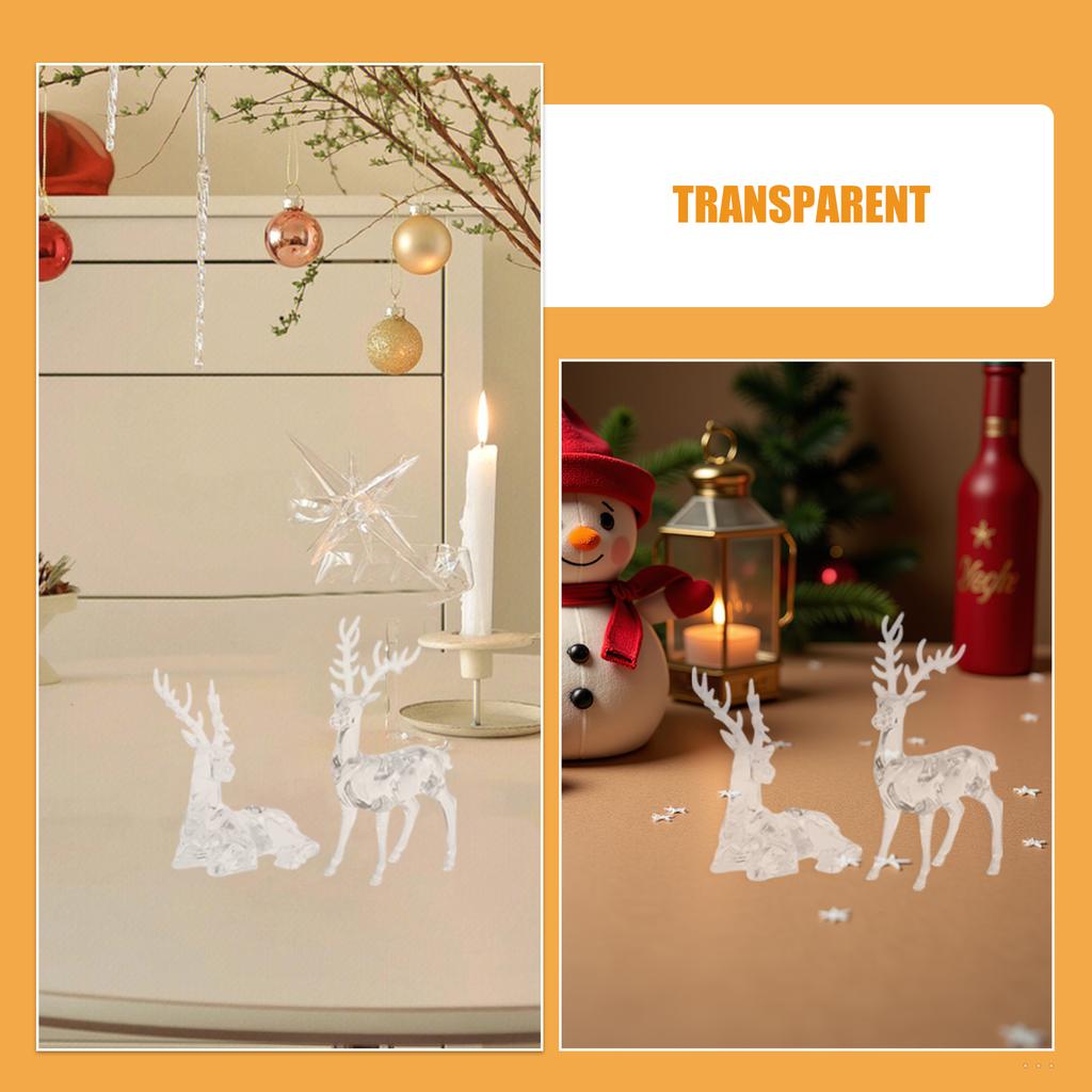 2Pcs Reindeer Christmas Decor Christmas Reindeer Ornament Deer Figurines Sitting Standing Elk Statues Home Tabletop Collectibles