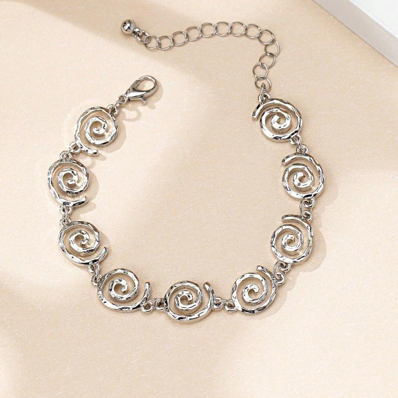 

1 шт. Модный символ Простой и элегантный браслет из сплава для женщин, Подходит для повседневной и официальной носки one-size серебряный