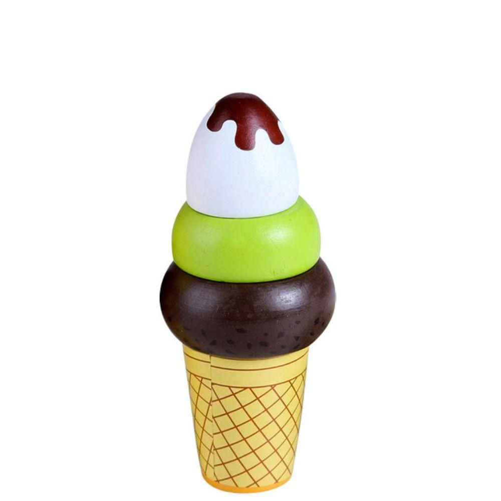 Kids Gift Wooden Simulation Ice Cream Wooden Kitchen Toys Pretend Play House Model Food Toys