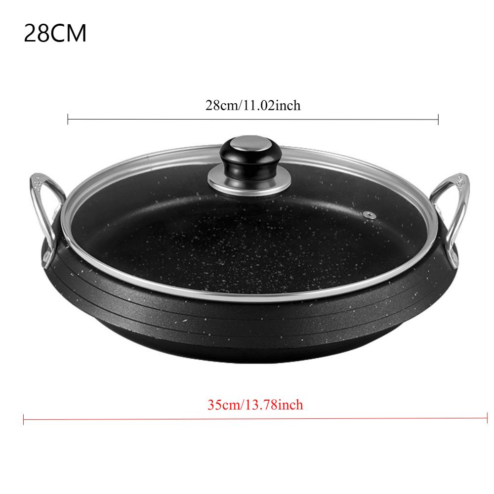KOSUN Korean Style Frying Pan Round Double Ear Seafood Stew Pot Nonstick Durable Stir Fry Rice Cake Pot for Household Cooking