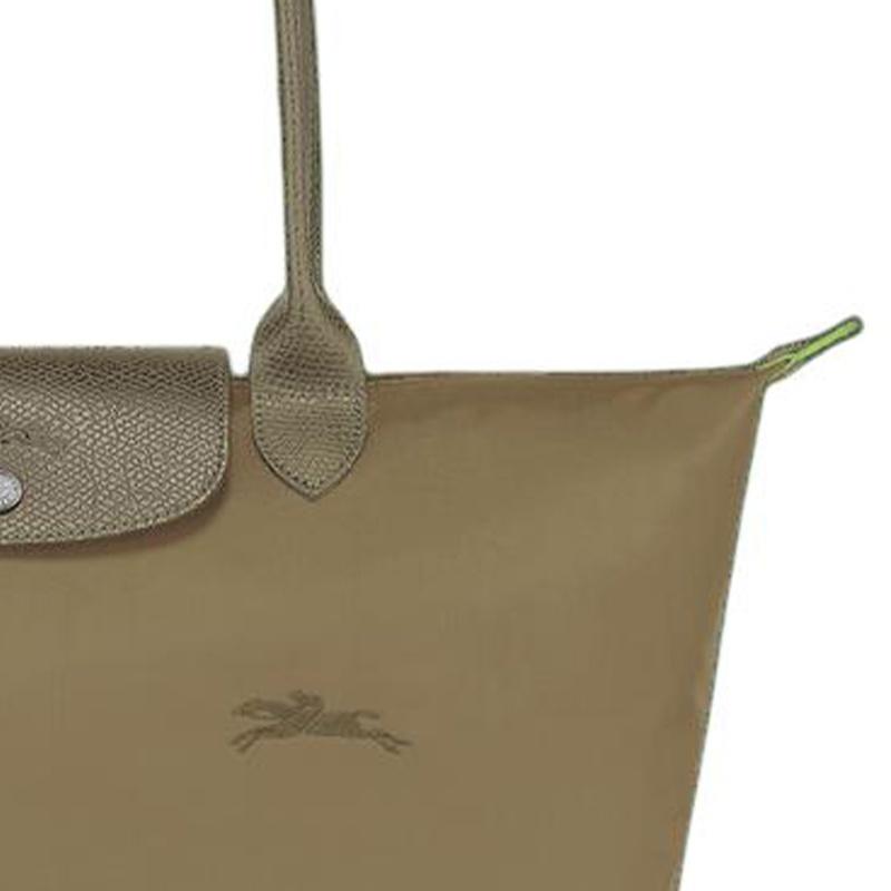 Longchamp Le Pliage Green Logo Druckknopf-Reißverschluss Polyamid Schulter-Handtasche Regular Damen Artischocke 1899919M04