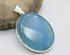 925 Sterling Silver Pendent Oval Blue Chalcedony Handcrafted Pendant
