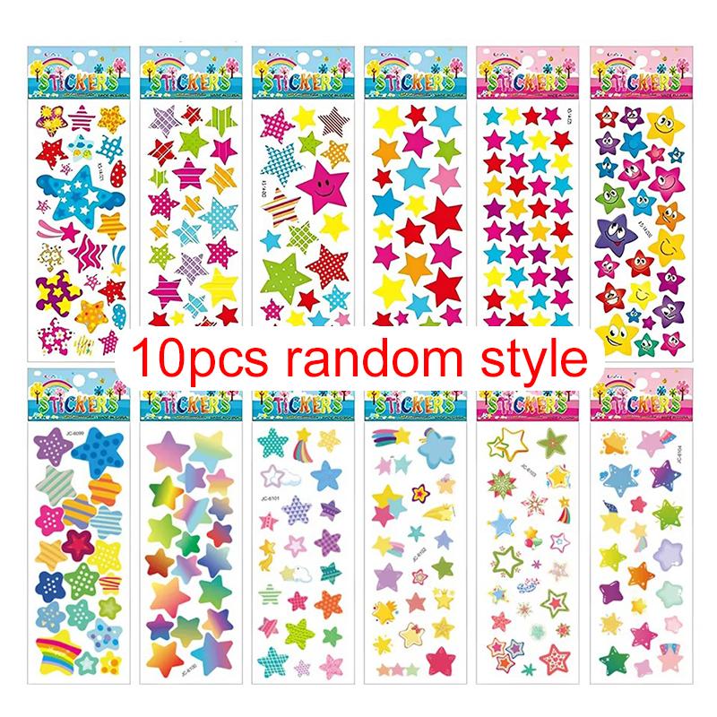

10sheets 3D Bubble Stickers Cartoon Cute Style Children Sticker Toys Reusable For Kids Birthday Christmas New Year Gift TMZ