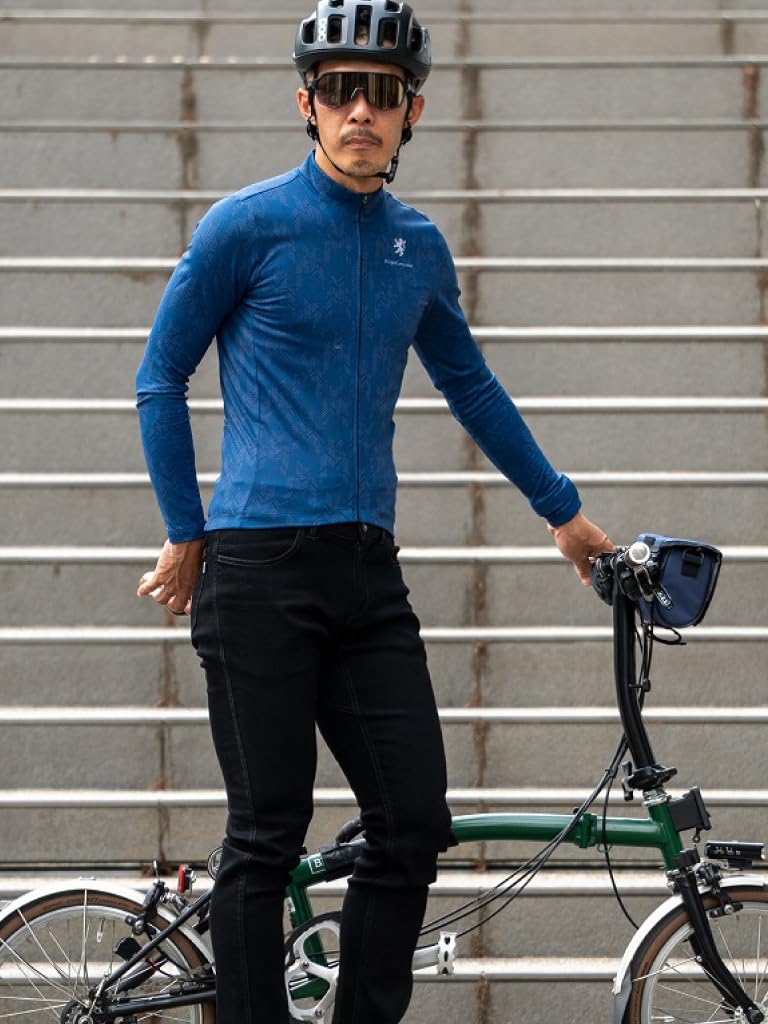Kapelmuur Cycling Long Sleeve Jersey Warm Fade Navy Blue (10-15°C), Herringbone,