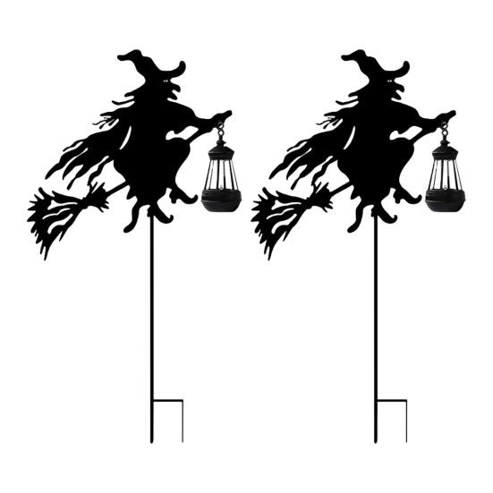 1/2Pcs Outdoor Witch Solar Lanterns Halloween Decorations Weather-Resistant