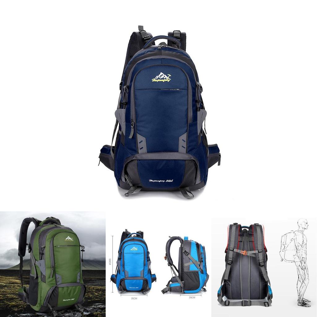Spacious 50l Camping Backpack Travel Outdoor Bag With Waterproof Features For Hiking