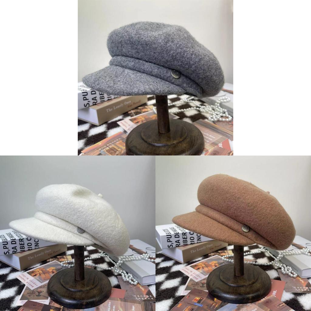 Woll-Barett für Damen Herbst Winter Vintage Gestrickt Warmes Modeaccessoire