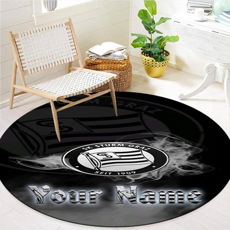 Sk Sturm Graz Crest Custom Name Round Area Rug Carpet Rug For Living Room Bedroom Sofa Playroom Decor Nonslip Floor Mat