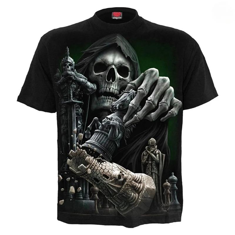 Skull 3D Men's T-shirt Fashion Hip Hop Round Neck Short Sleeve Shirt Harajuku Men's T-shirt Extra Large T-shirt Suitable for Men's Clothing
