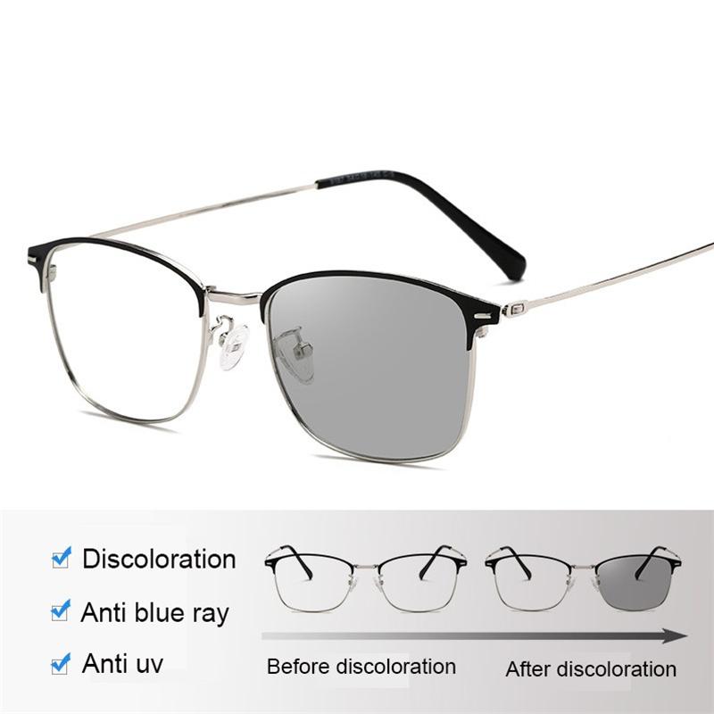 Sun Photochromic Lens Square Nearsighted Glasses Anti Blue Light Computer Prescription Eyeglasses Diopter 0 to 4 0