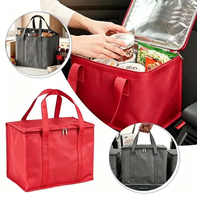 Thermal Insulated Food Delivery Bag Tear Resistant Aluminum Foil Lining Reusable Zipper for Commercial Food Delivery Service