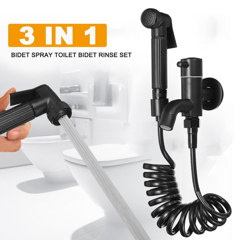 3-in-1 Bathroom Stainless Steel Bidet Spray Brass Tap 2 Functions Toilet Bidet Rinse Set and 2m PVC Hose