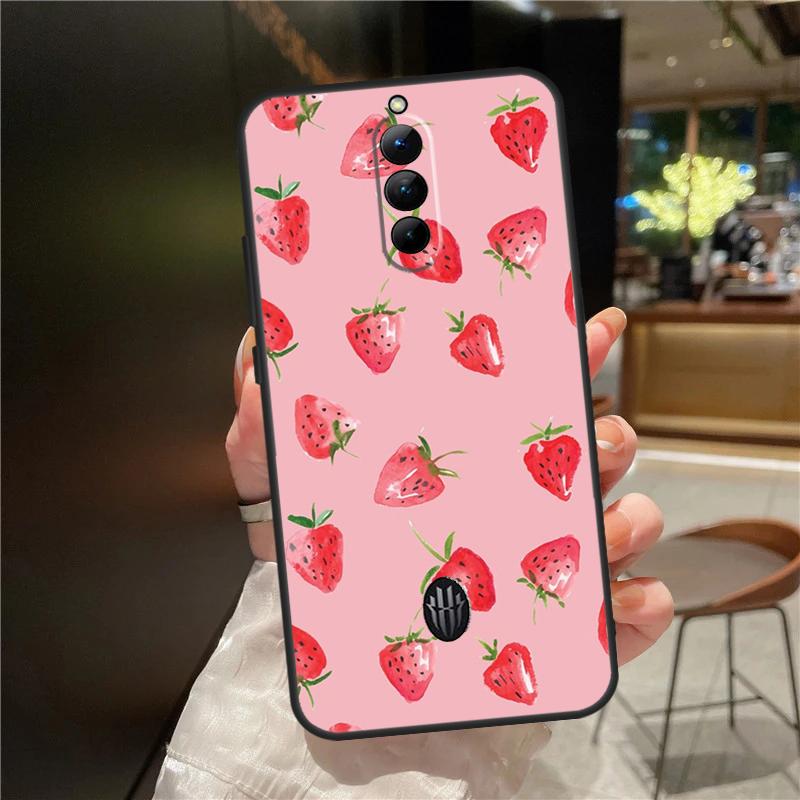 Cute Strawberry Case For ZTE Nubia Red Magic 11 10 9 8 9S 8S 10S Pro Plus 6 7 6S 7S For RedMagic 10 Air Cover