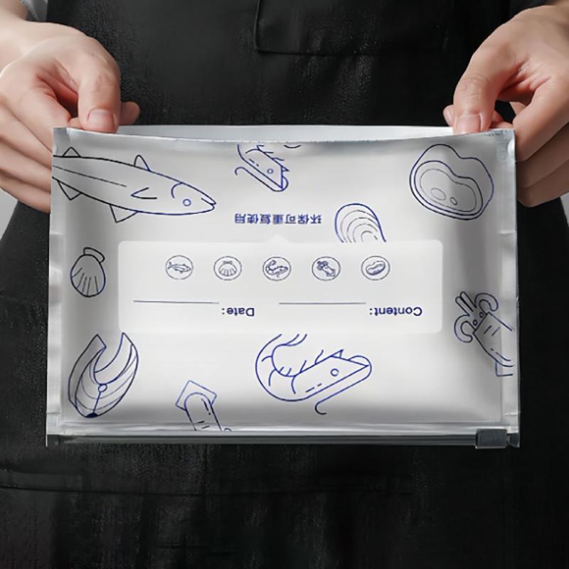10Pcs/Bag Large Capacity Aluminum Foil Food Bag Leakproof Freezer Safe Kitchen Fresh Bag Fresh-Keeping Reusable Zip Lock Bag