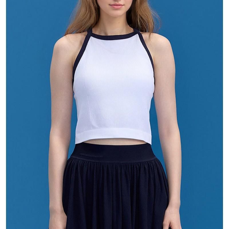Womens Seamless Knit Tennis Set With Built-in Bra Pad Color-Block Skirt Badminton Outdoor Sports