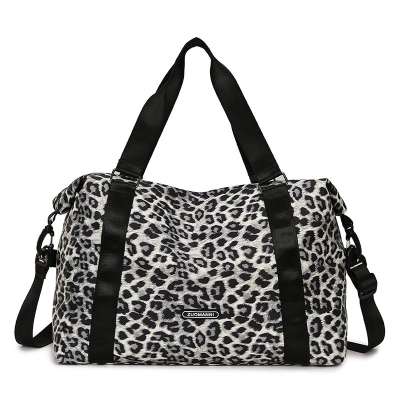 

Large Capacity Women s Sports Fitness Bag Leopard Print Design Weekender Overnight Bag Portable Business Travel Bag чёрный
