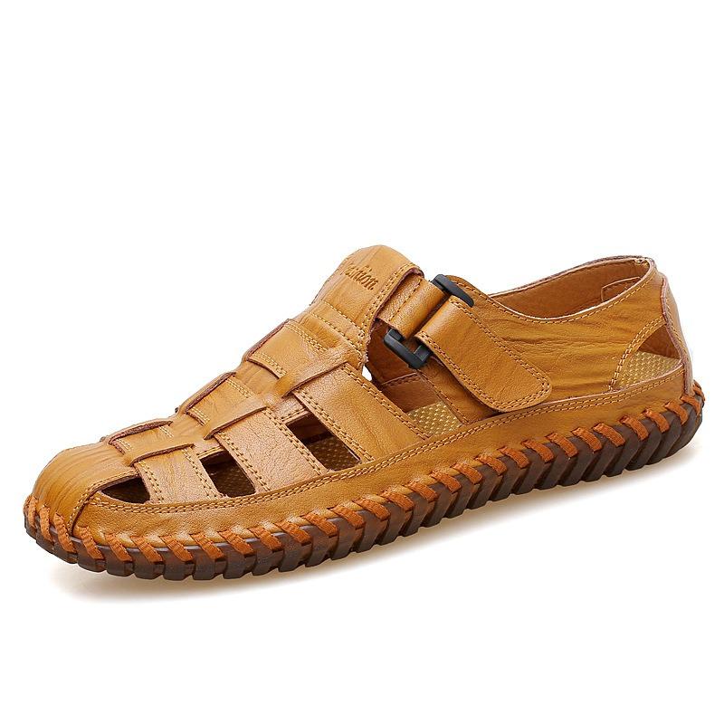 Herren Sandalen Übergröße Handgemacht Sommer Neu Outdoor Freizeit Nähen Atmungsaktiv Rutschfest Flache Schuhe