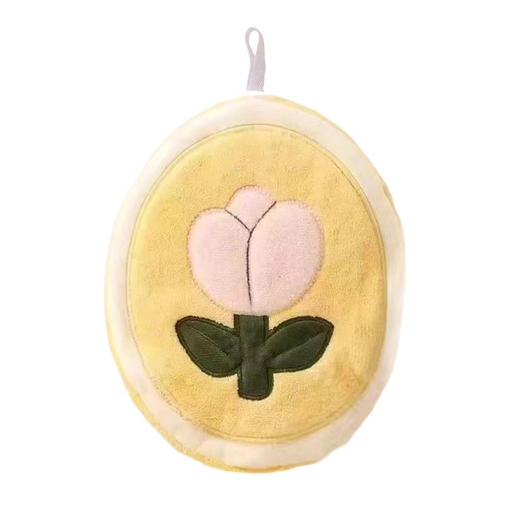 Gentle Plush Hand Towel Elegant Floral Design Quick Absorbing For Kitchen Bathroom Skin Friendly Hanging Loop Included