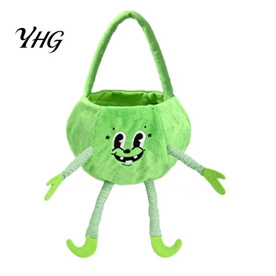 Personalized Halloween Treat Pails Pumpkin Candy Basket with Handle, Soft Plush Trick or Bag for Kids, Collection Bags Portable Holiday Party
