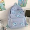 New Large Capacity Bow Backpack Bow Zipper Students Bookbags Solid Color Laptop Rucksack Students
